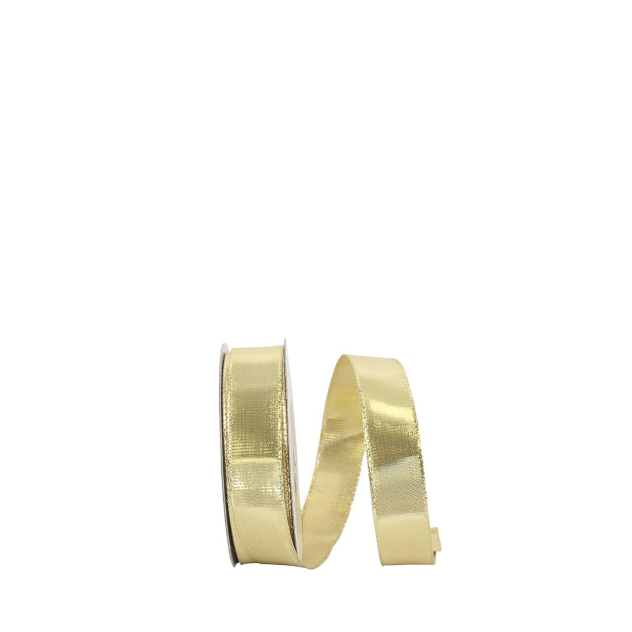 JAM Paper 7/8" x 25yd. Gold Woven Lame 3 Wired Edge Ribbon